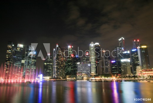 Picture of Singapore - JULY 8 2017 Singapore city skyline at night